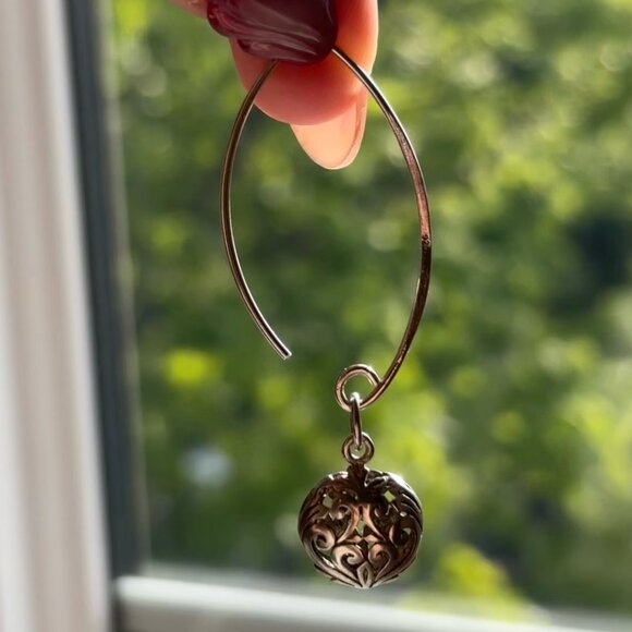 925 Sterling Silver Filigree Teardrop Dangle Earrings Vintage Boho - Picture 6 of 6